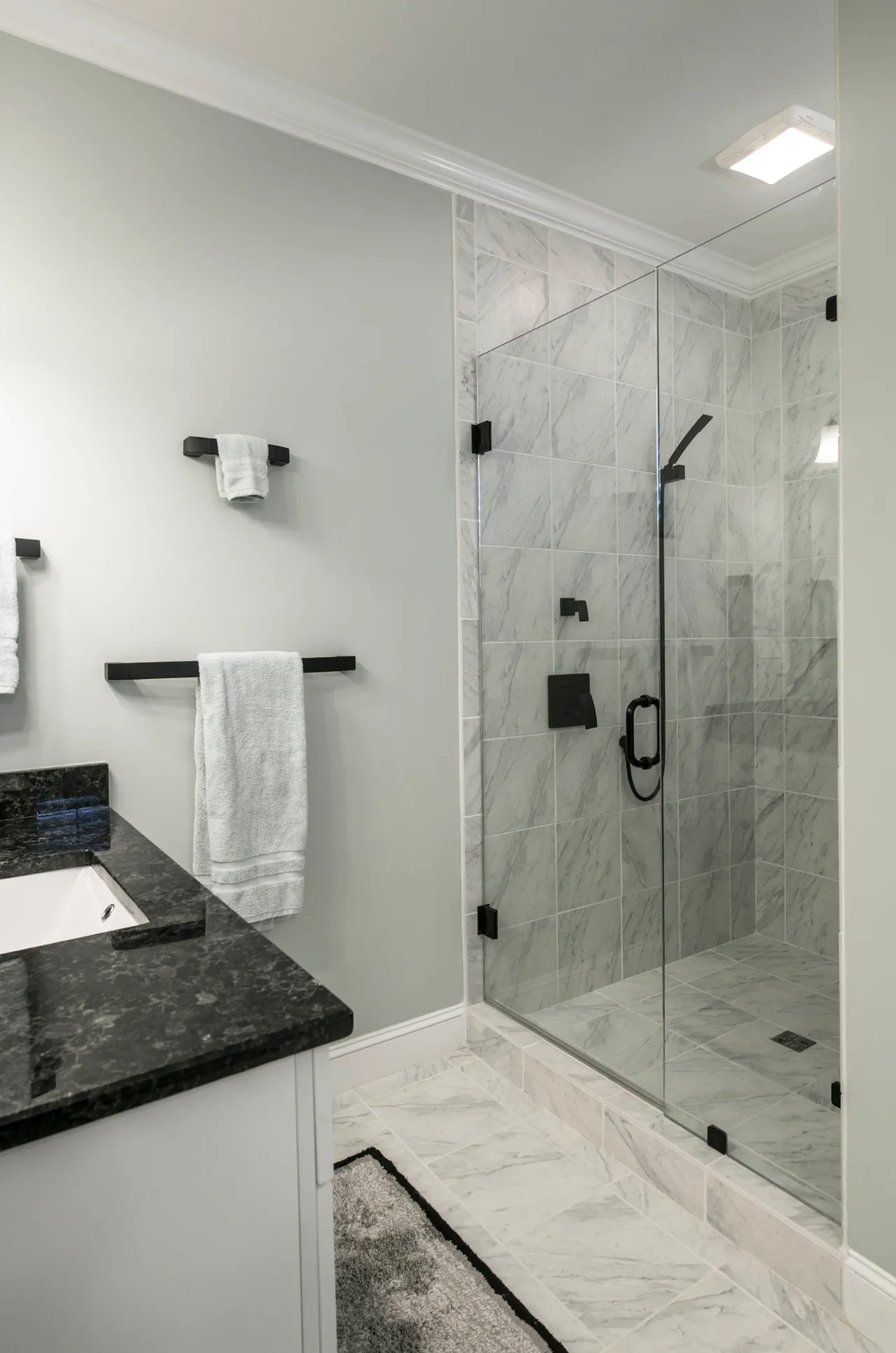 Modern bathroom with glass shower